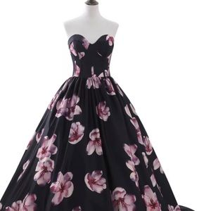 Beautiful gown- black with pink flowers